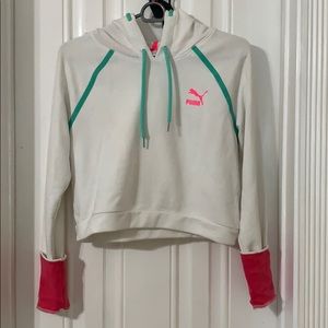 White Puma Cropped Hoodie